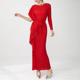 Luxury Plissé Asymmetric Dress
